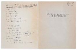 YORKE, (THOM) - Complete handwritten draft of the lyrics to ‘Airbag’ from...  Complete handwritten
