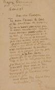 PISSARRO, CAMILLE - Autograph letter signed in French, addressed to "Mon cher Rodolphe  Autograph