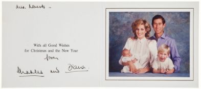 DIANA, PRINCESS  &  PRINCE CHARLES - Royal Christmas Card signed by Charles Prince of Wales and