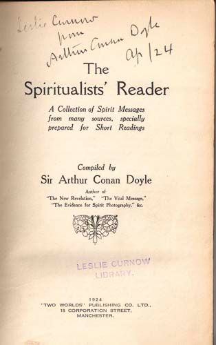 DOYLE, ARTHUR CONAN - The spiritualists' Reader signed copy  'The Spiritualist's Reader', signed and