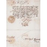 PHILIP II, KING OF SPAIN - Letter signed , one page, residue of embossed seal on second page  Letter