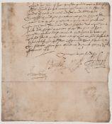 ELIZABETH I PRIVY COUNCIL - Lower portion of a Privy Council document signed by Robert Deveraux