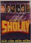 ACTION AND CRIME - SHOLAY, original poster in colours, mounted, 1975, 97 x 71cm; DON  SHOLAY,