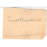 SHACKLETON, ERNEST - Signature of Ernest Shackleton on off-white paper, some folding  Signature of