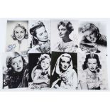 HOLLYWOOD ACTRESSES - Collection of 10 x 8", black and white signed photographs of...  Collection of