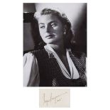 BERGMAN, INGRID - Album page signed "Ingrid Bergman", mounted together with a black...  Album page