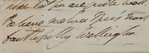 WELLESLEY, ARTHUR DUKE OF WELLINGTON - Clipped concluding portion of an autograph letter signed