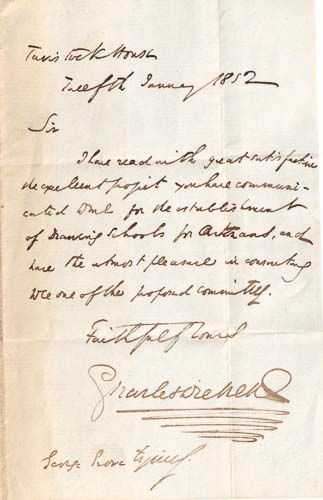 DICKENS, CHARLES - Autograph letter signed to the Secretary of the Society of Arts  Autograph letter