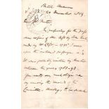 OWEN, RICHARD - Autograph letter signed to Peter Le Neve-Foster  Autograph letter signed ('Richard