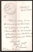 JENNER, WILLIAM - Autograph letter signed to the Secretary of the Society of Arts Mr...  Autograph