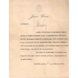 PERON, JUAN - Typed letter signed in Spanish on official presidential stationery  Typed letter