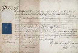 GEORGE III, KING - Royal document of appointment on vellum, partially printed  Royal document of