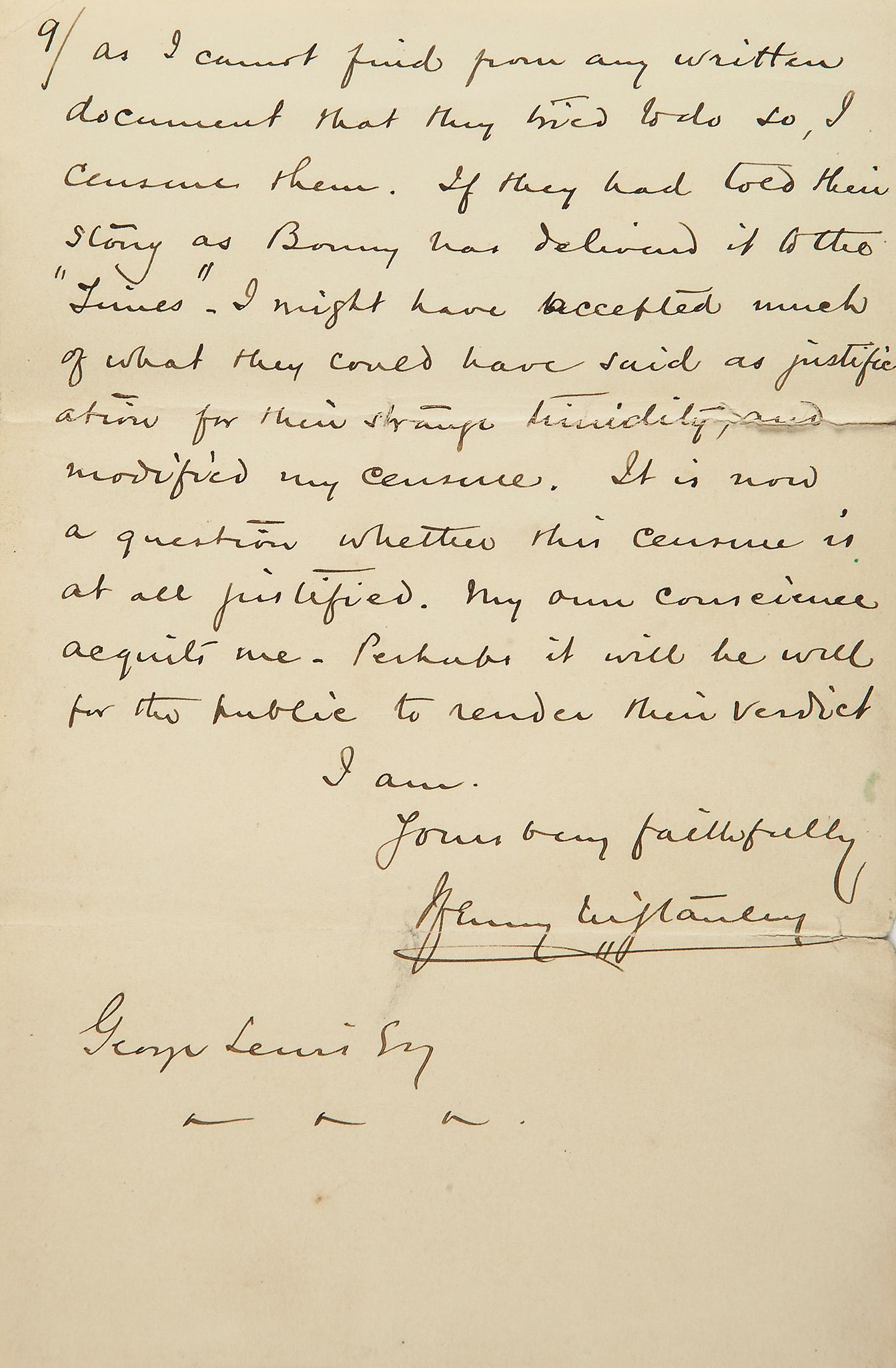 STANLEY, HENRY MORTON - AUTOGRAPH LETTER SIGNED TO HIS SOLICITOR GEORGE LEWIS, 9pp  AUTOGRAPH LETTER