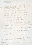 CHURCHILL, WINSTON - Autograph document in Churchill’s hand outlining the terms of a...  Autograph