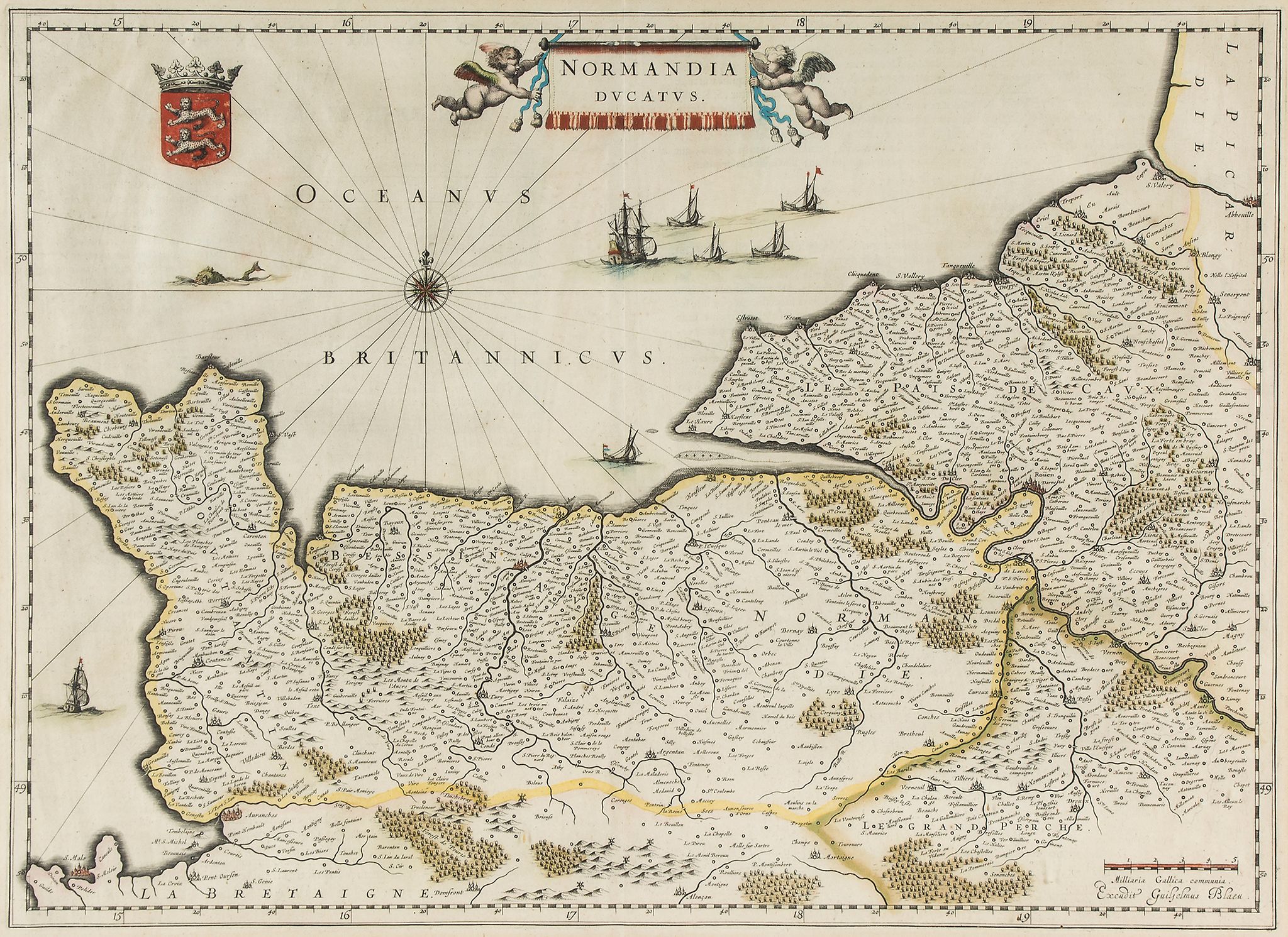 Blaeu (Willem) - Normandia Ducatus; Britannia Ducatus,  2 regional maps of Normandy and Britanny, - Image 2 of 2