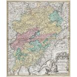 Homann (J.B.) - Comitatus Burgundiæ,   engraved map with original hand-colouring, 590 x 495mm.,