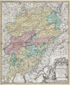 Homann (J.B.) - Comitatus Burgundiæ,   engraved map with original hand-colouring, 590 x 495mm.,