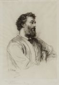 Paul Adolphe Rajon (1843-1888) - Portrait of Frederic Lord Leighton,   etching with drypoint after