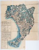 Japanese School. - Map of Sagami Province,  in today's Kanegawa Prefecture, the extensive arc of
