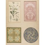 English School (late 19th century) - 3 sets of studies in art nouveau botanical ornament,  each