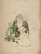 Maurin (Charles) - Mother and Child,   etching and aquatint, printed in black and green, on wove