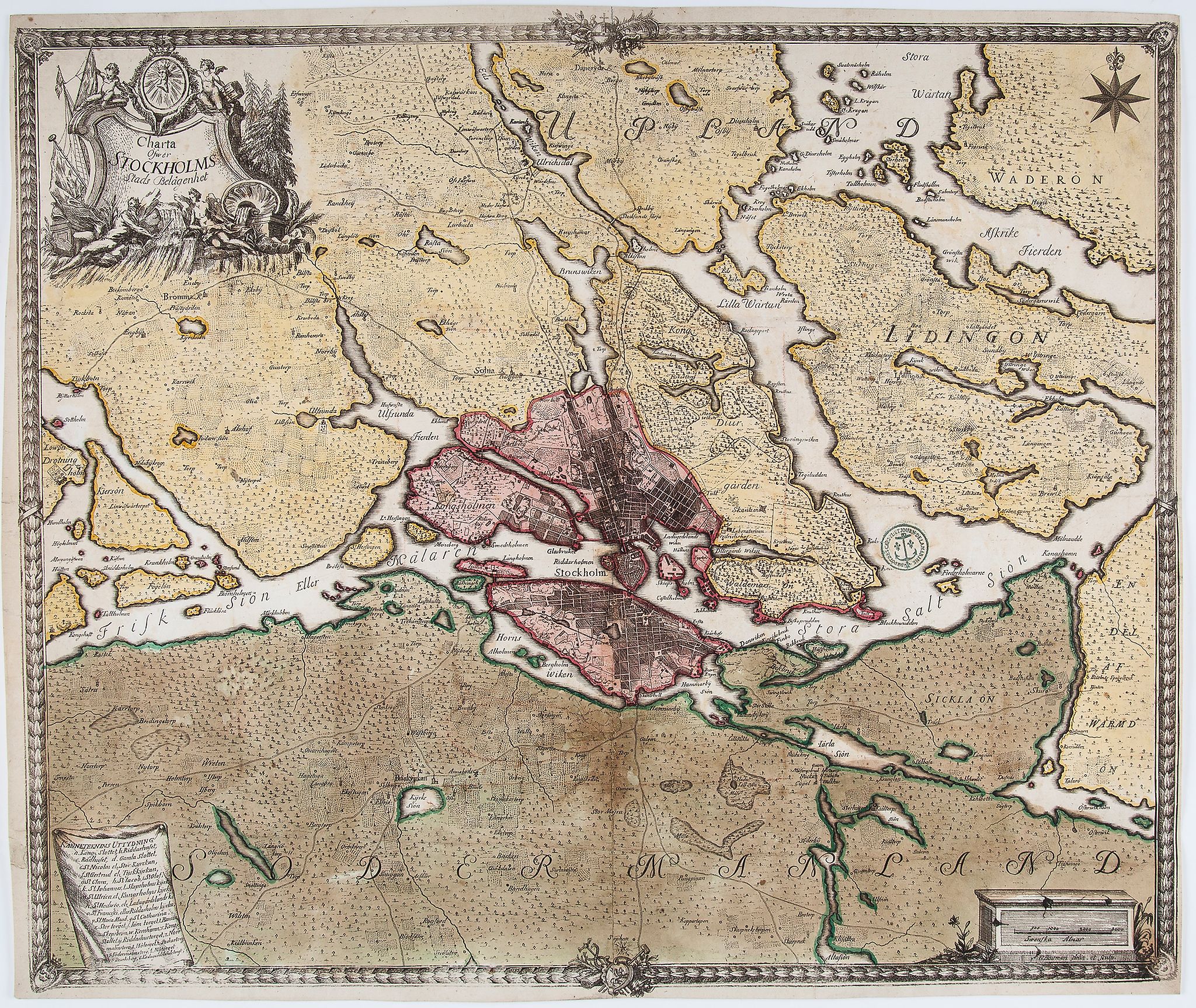 Scandinavia.- Biurman (Georg) - Charta Öfwer Stockholms Stads Belägenhet,  plan of Stockholm and