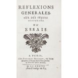 REFL - Reflexions Generales, sur des sujets differens, ou Essais,   woodcut device on title, later