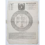 French Almanac.- - Almanach pour quarante-huit ans, printed broadsheet alamanac for...   Almanach
