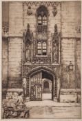 Menpes (Mortimer) - Merton College, Oxford,   a view of the gate, etching, 295 x 200mm., signed in