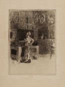 Rops (Félicien Joseph Victor) - La Cuisine de L'Auberge des Artistes a Anseremme,   etching and