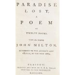 Milton (John) - Paradise Lost,  2 vol.,   half-title in vol. 1 only  , 1761 ; Paradise Regain'd