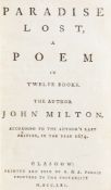 Milton (John) - Paradise Lost,  2 vol.,   half-title in vol. 1 only  , 1761 ; Paradise Regain'd