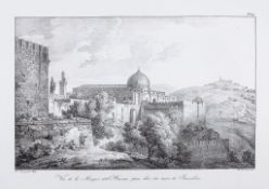 Godefroy Engelmann - Vue de la Mosquée d'el Haram prise hors des murs de Jerusalem,  Godefroy