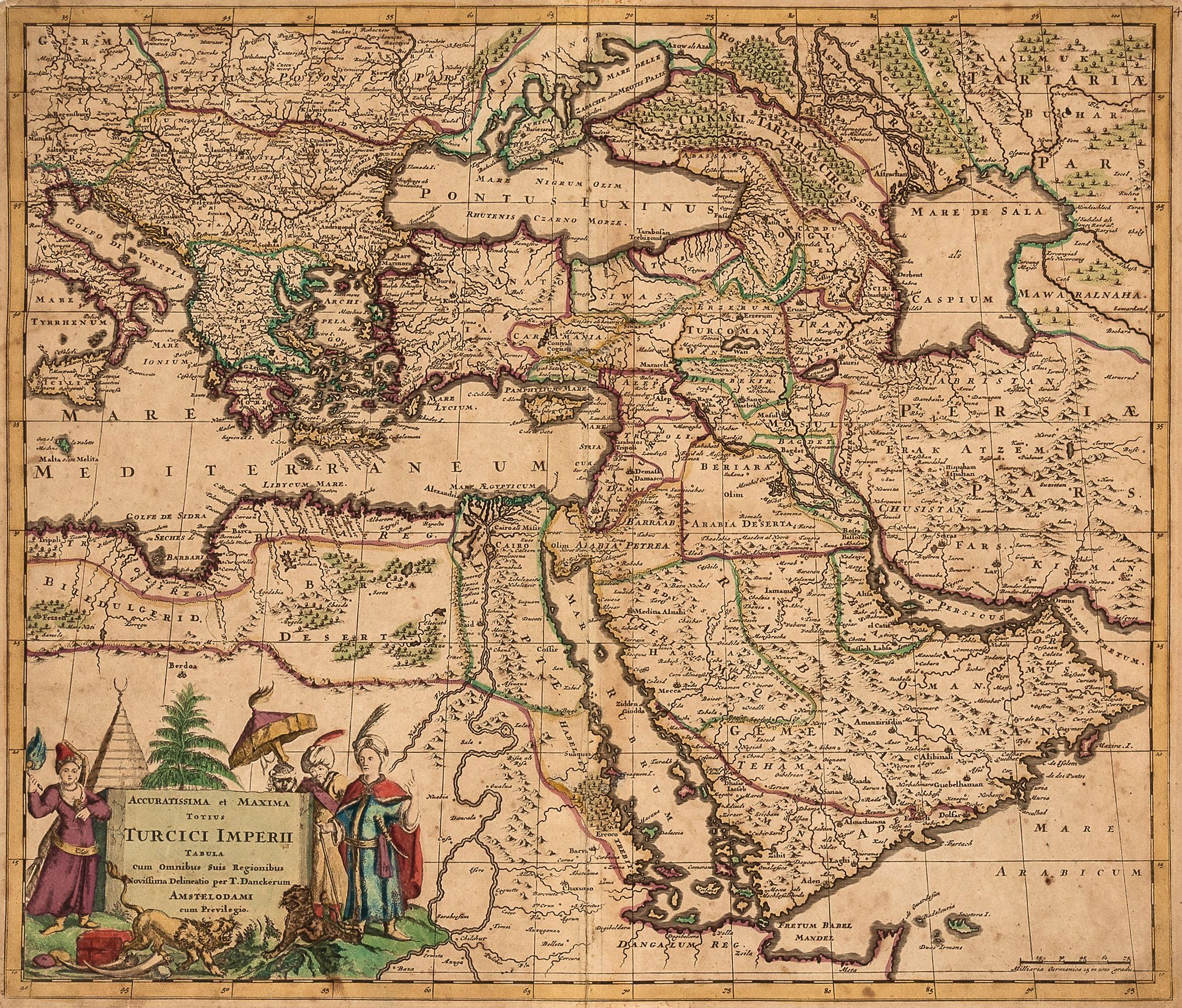 Danckerts (Justus) - Accuratissima et Maxima Totius Turcici Imperii Tabula,  extensive map