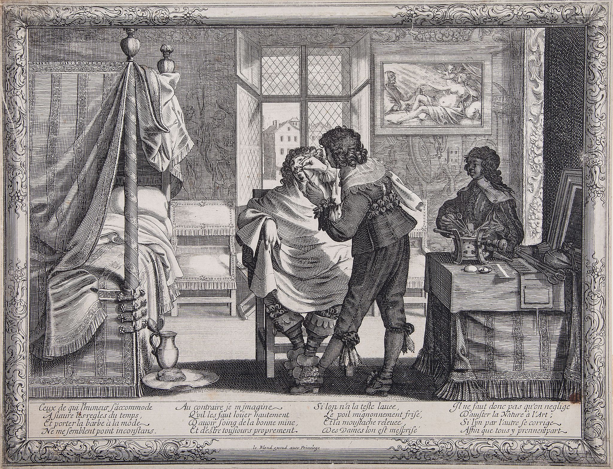 Bosse (Abraham) - Le Barbier,   1st state, etching with engraving, 260 x 335mm., with the