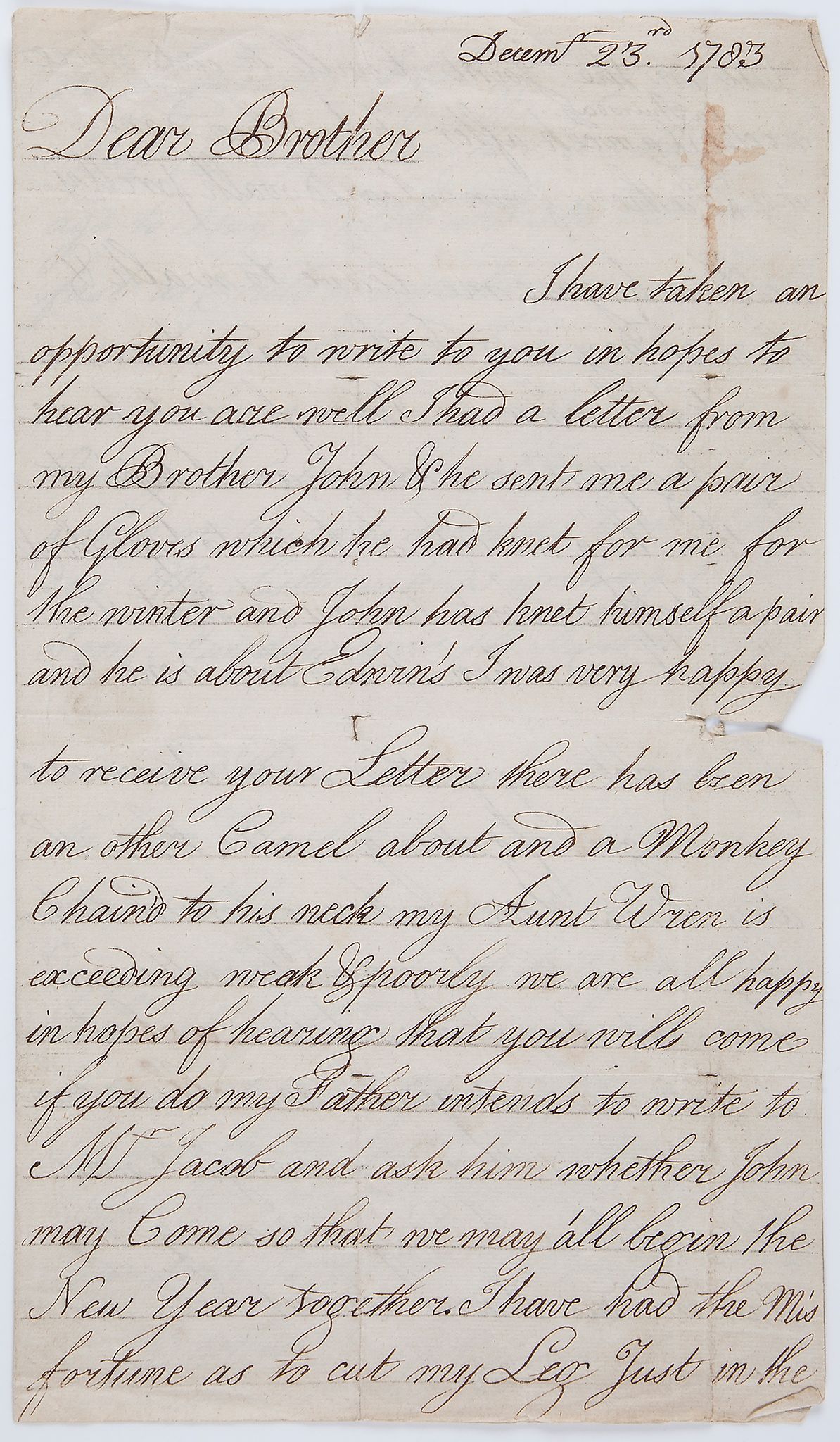 18th century Canterbury.- - Le Grand Juvenile Autograph Letter signed to his brother   Le Grand (