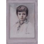 Stewart Carmichael (1867-1950) - Portrait of a boy,  Charcoal and red chalk with touches of blue
