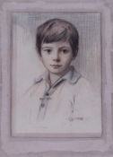 Stewart Carmichael (1867-1950) - Portrait of a boy,  Charcoal and red chalk with touches of blue