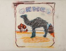 Larry Rivers (1923-2002) - Blue Line Camel pochoir with hand colouring in pencil and gouache, 1978-