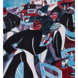 Lill Tschudi (1911-2004) - Waiters (CLT.47) linocut printed in colours, 1936, signed and