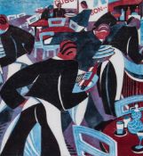Lill Tschudi (1911-2004) - Waiters (CLT.47) linocut printed in colours, 1936, signed and