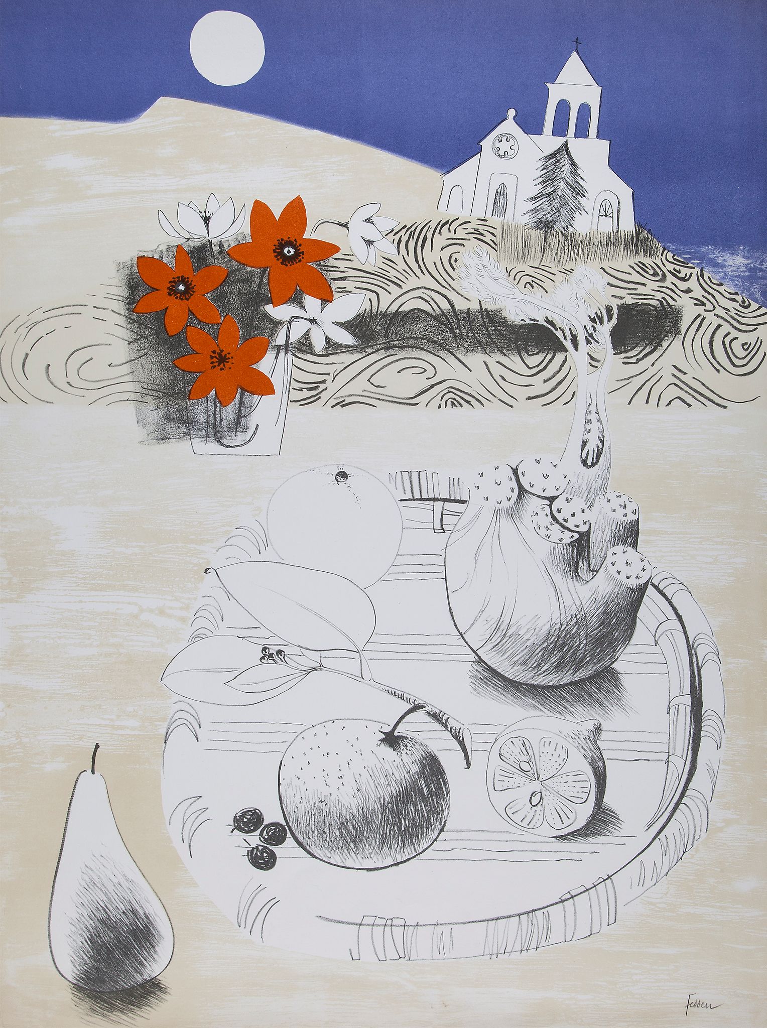 Mary Fedden (1915-2012) - Untitled lithograph printed in colours, 1972, signed in pencil, on wove