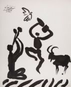 Pablo Picasso (1881-1973)(after) - Musicien, danseur, chêvre et oiseau lithograph, 1959, signed in