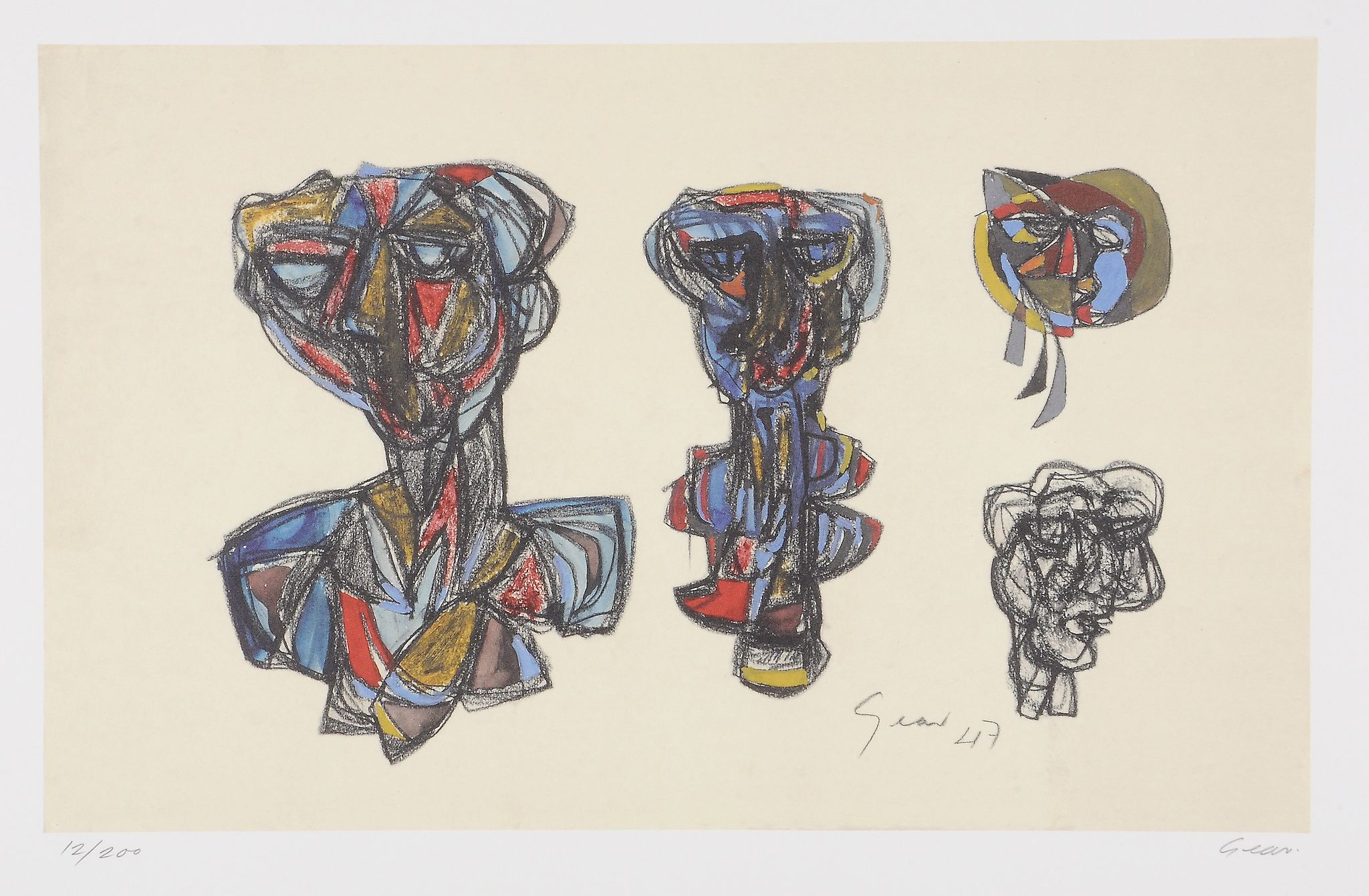 William Gear (1915-1997) - Untitled four offset lithographs printed in colours, 1947, each signed in