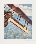 C.R.W Nevinson (1889-1946)(after) - Banking at 4000 ft offset lithograph printed in colours, ca.