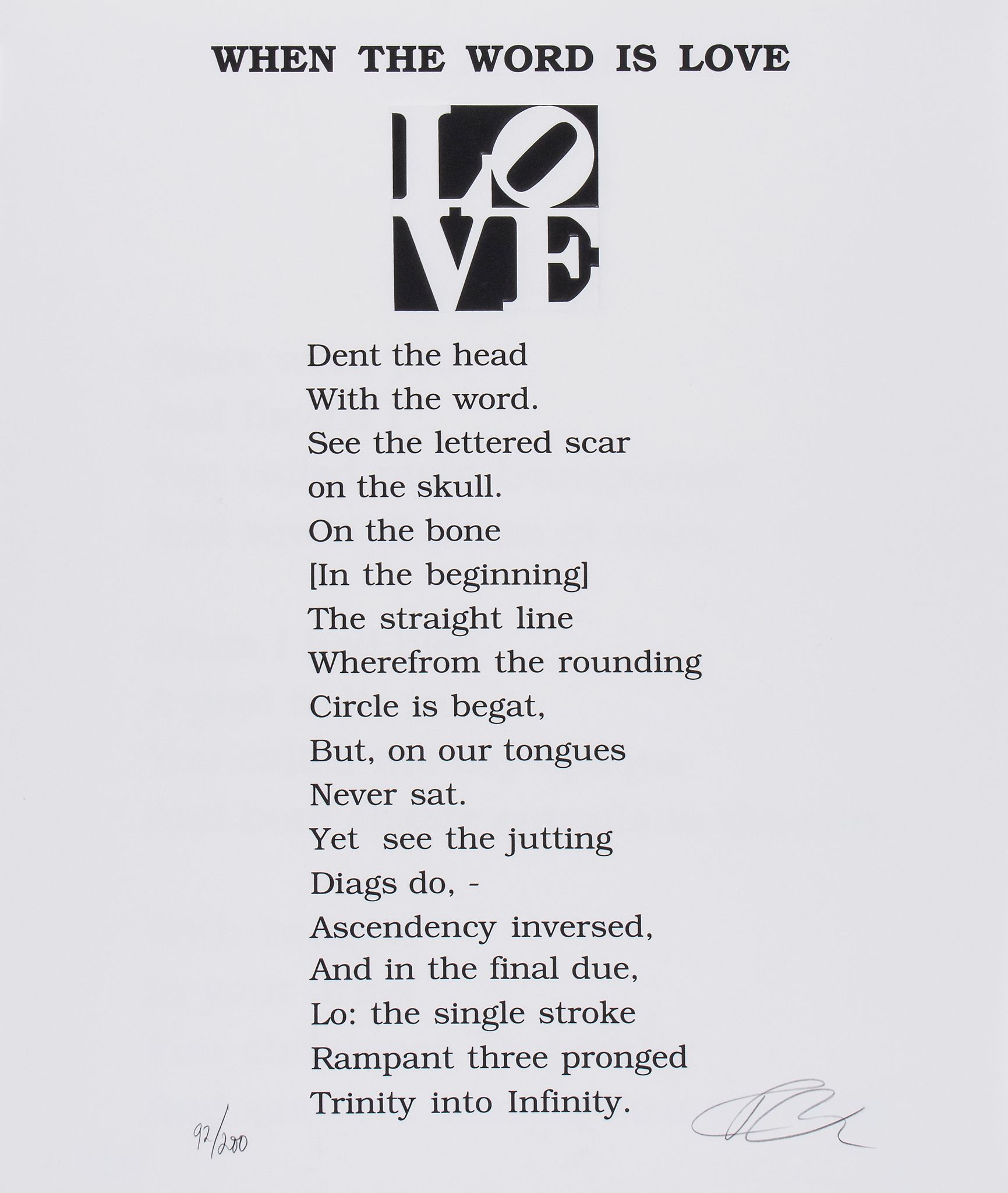 Robert Indiana (b.1928) - The Book of Love the incomplete portfolio, 1997, comprising twelve - Image 2 of 3