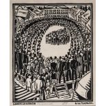 Lill Tschudi (1911-2004) - Landsgemeinde (C.L.T.59) linocut, 1937, initialled and inscribed '