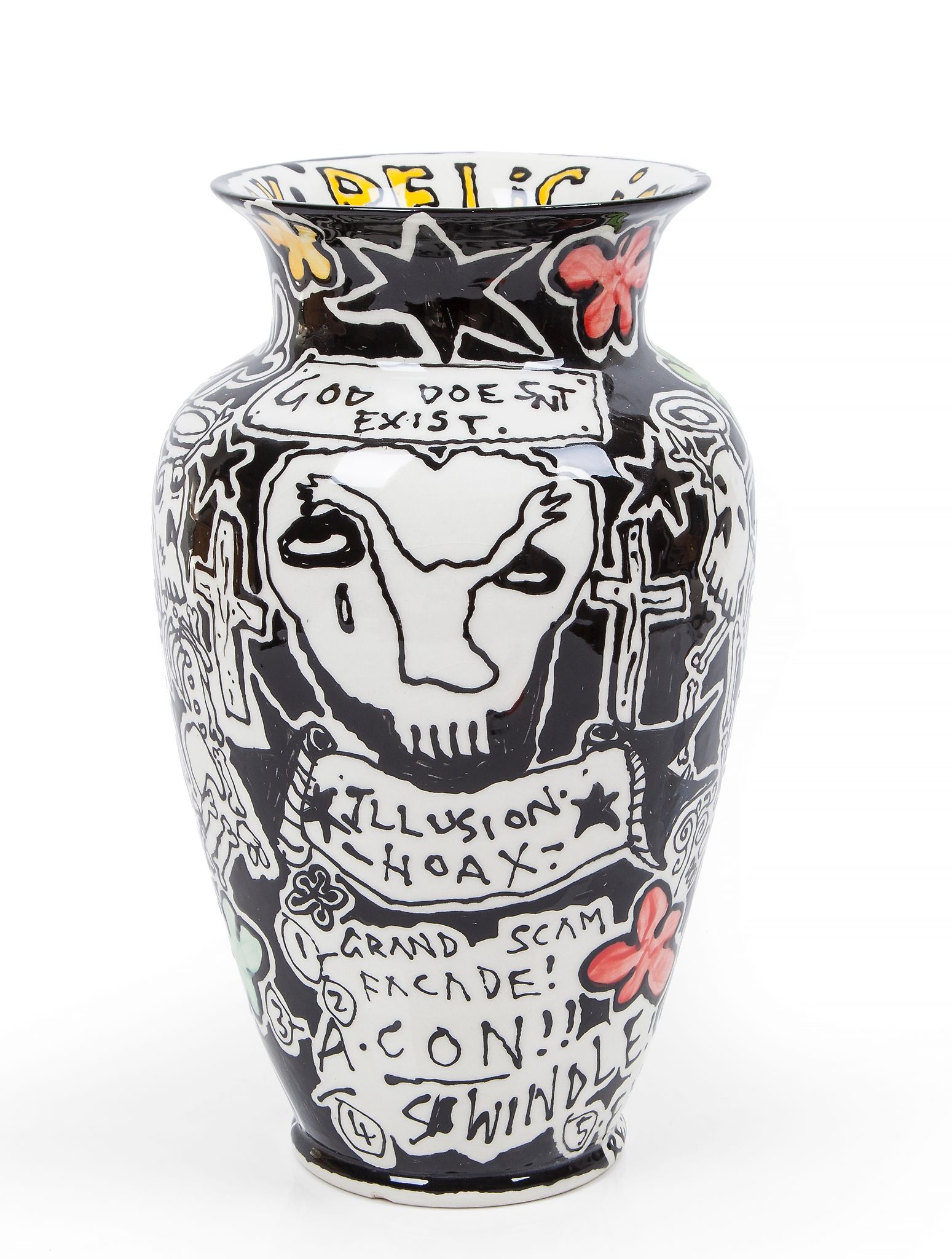 Dan Baldwin (b.1972) - Evil n Sick glazed ceramic vase, 2007, signed and dated on the base, 305 x