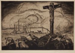 Michel Fingesten (1889-1941) - Untitled etching, 1917, signed, dated and inscribed 'arbeit' in