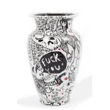 Dan Baldwin (b.1972) - Fuck Everything glazed ceramic vase, 2007, signed and dated on the base,